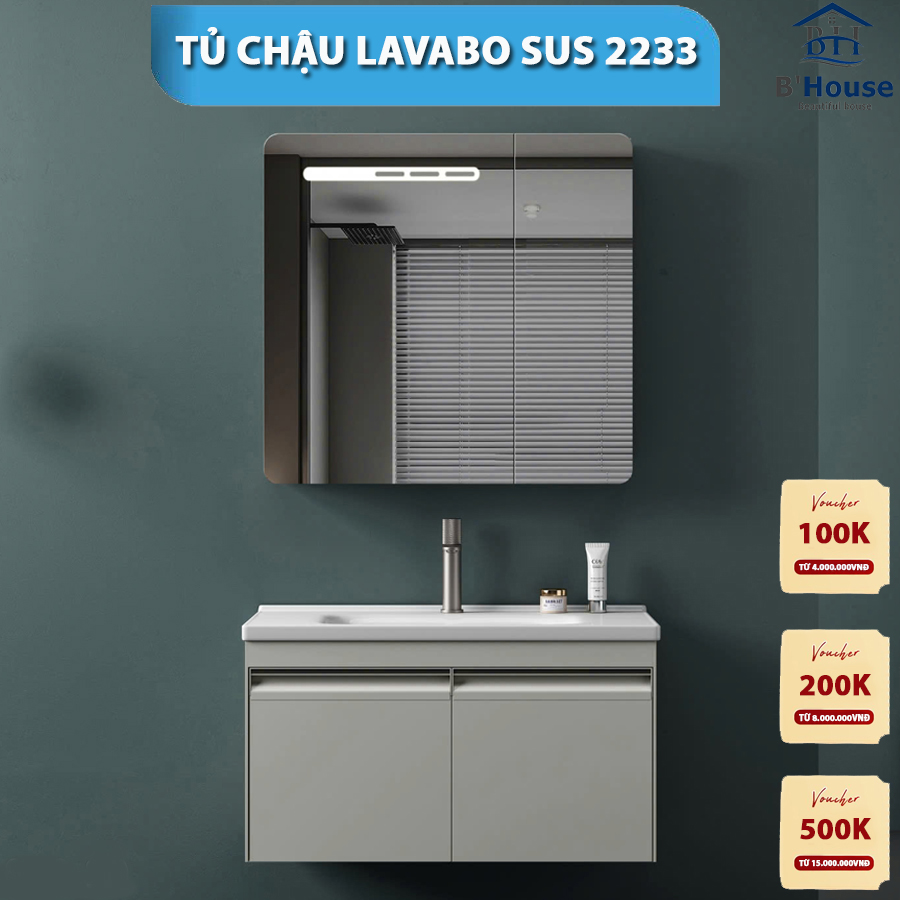 Tủ Gương Phòng Tắm, Tủ Lavabo Đẹp, Tủ Lavabo Phòng Tắm SUS 2233