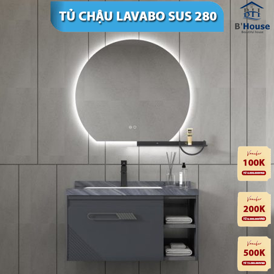 Tủ Gương Phòng Tắm, Tủ Lavabo Đẹp, Tủ Lavabo Phòng Tắm SUS 280