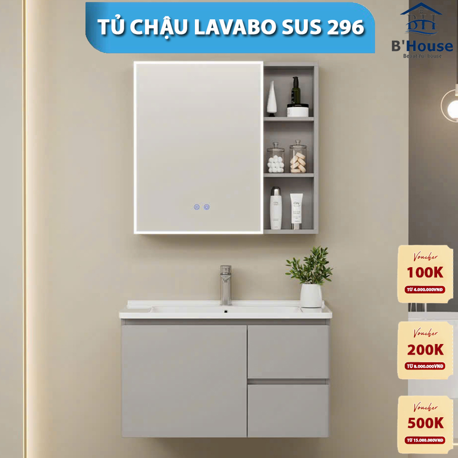 Bộ Tủ Gương Phòng Tắm, Tủ Lavabo Đẹp, Tủ Lavabo Phòng Tắm CR 296