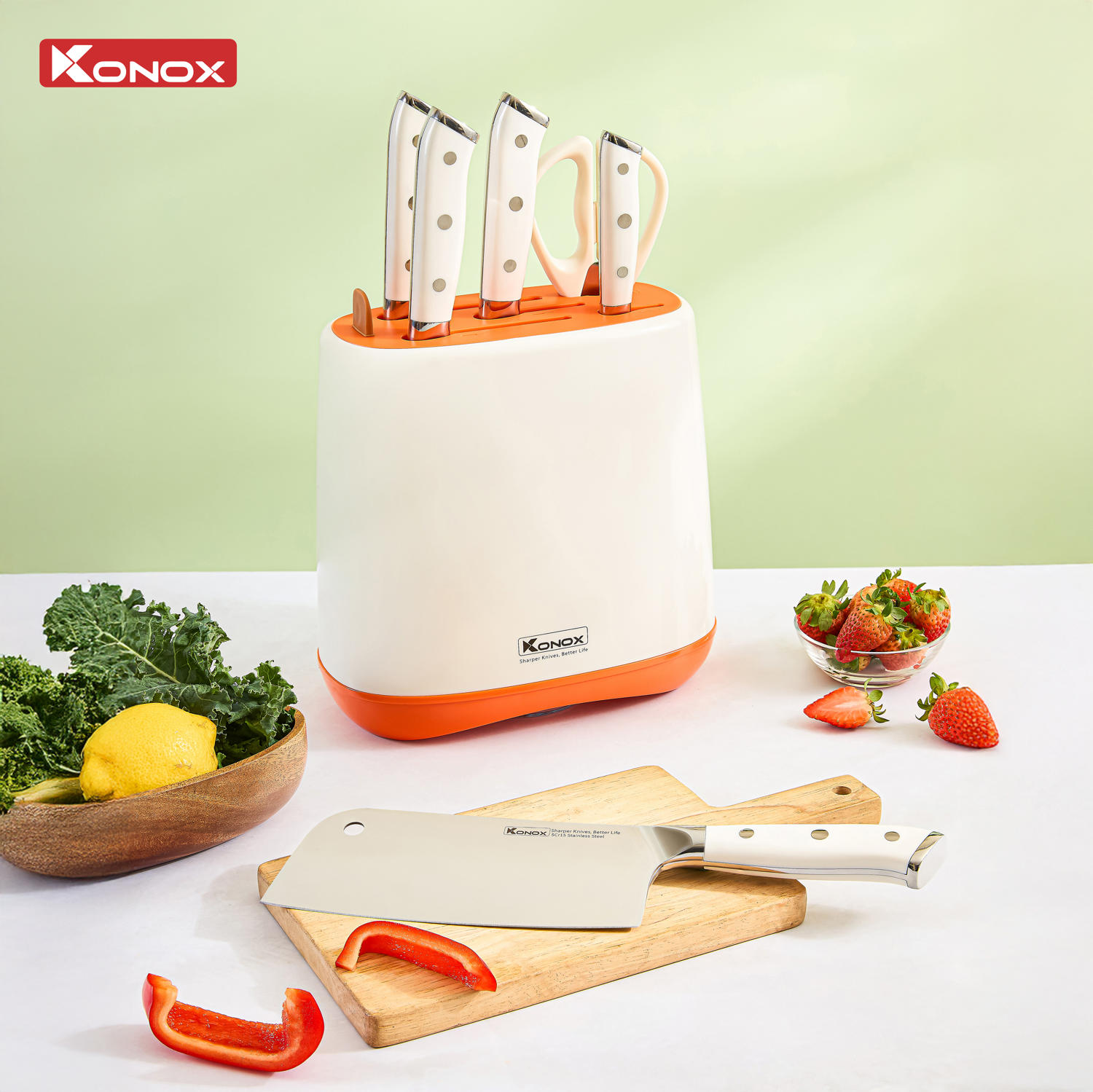 Bộ dao làm bếp 5 món cao cấp Konox Haper Orange