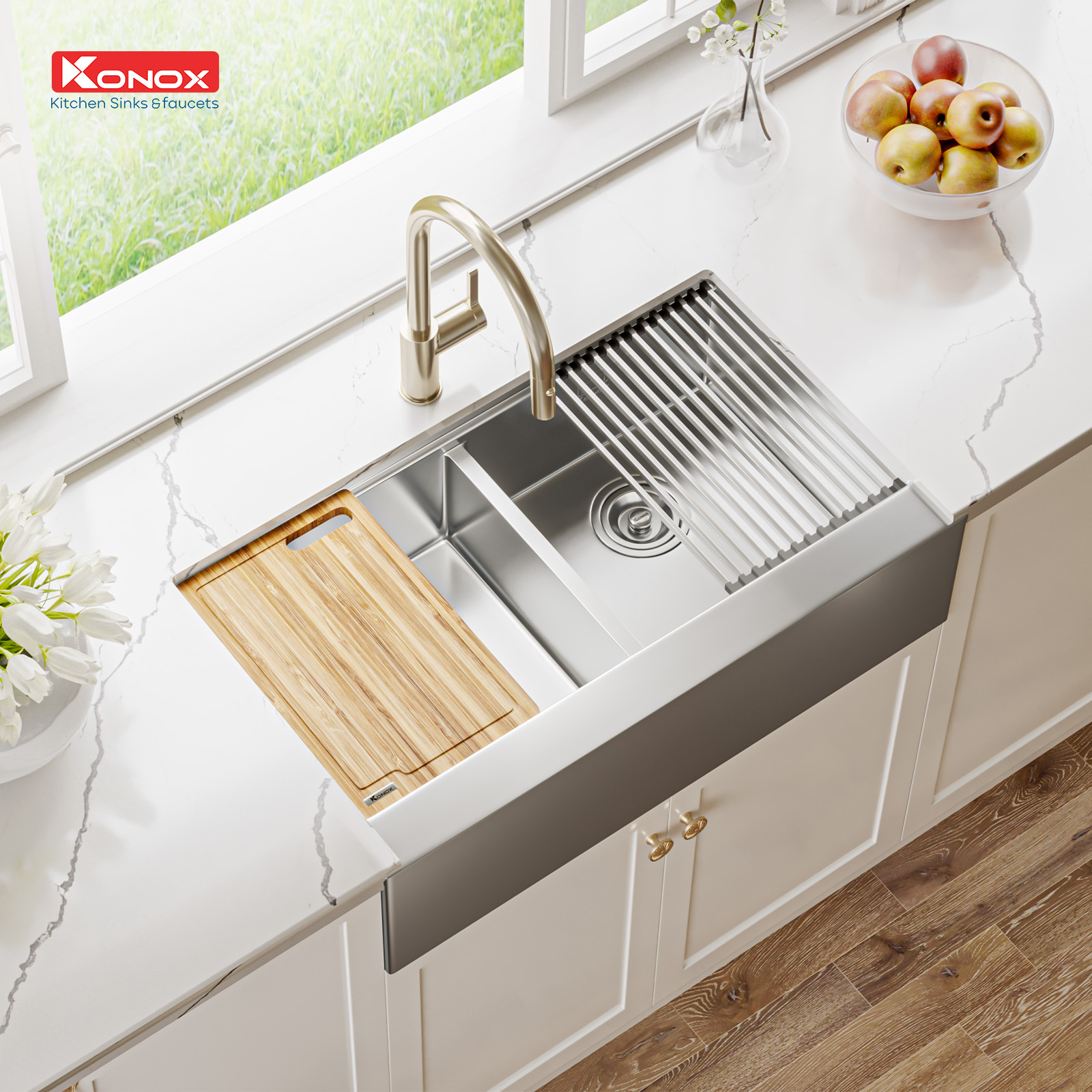 Chậu rửa bát Konox Workstation Sink – Apron Sink KN8751DA Retta