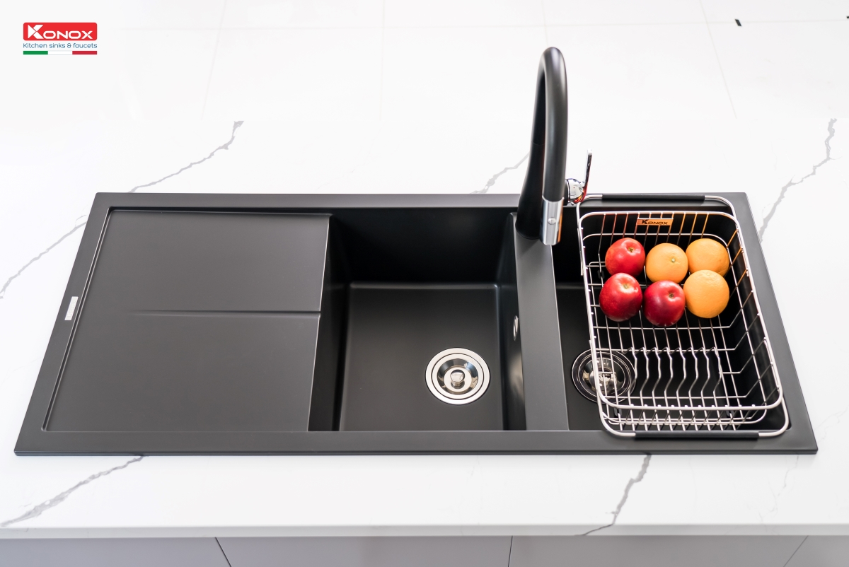 Chậu rửa bát Konox Granite Sink Livello Smart 1160 – Black