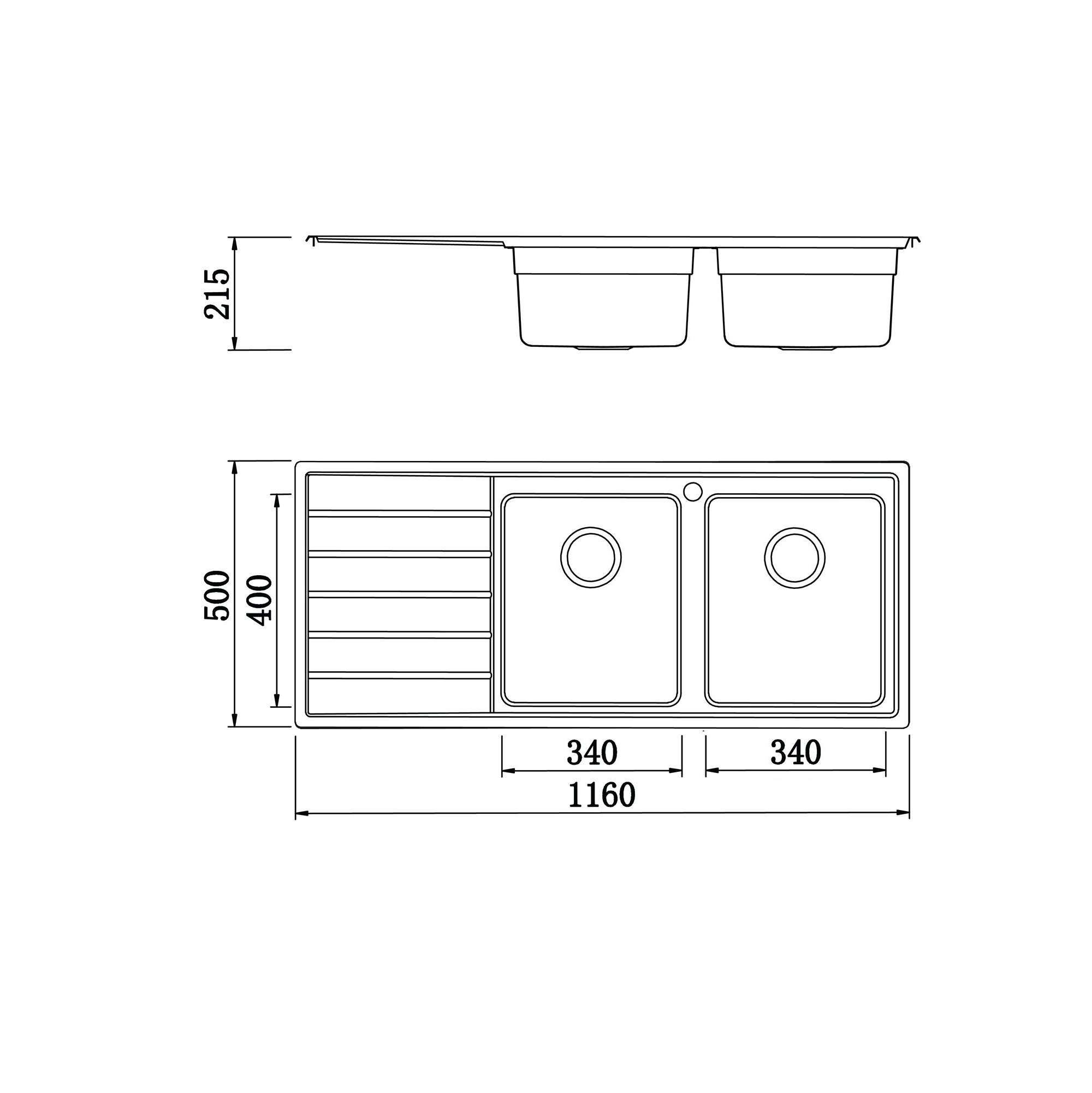 Chậu rửa bát Konox European sink Premium KS11650 2B – Bàn trái
