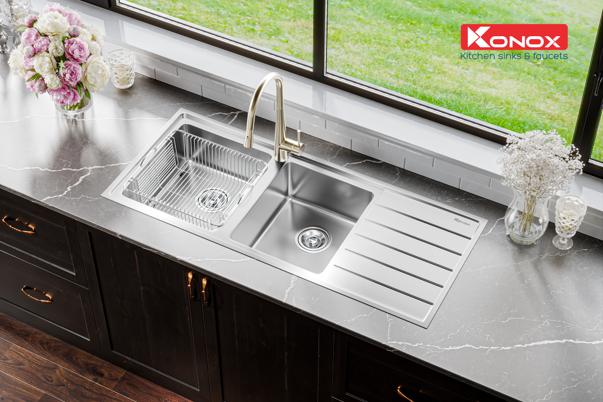 Chậu rửa bát Konox European sink Premium KS11650 2B – Bàn trái