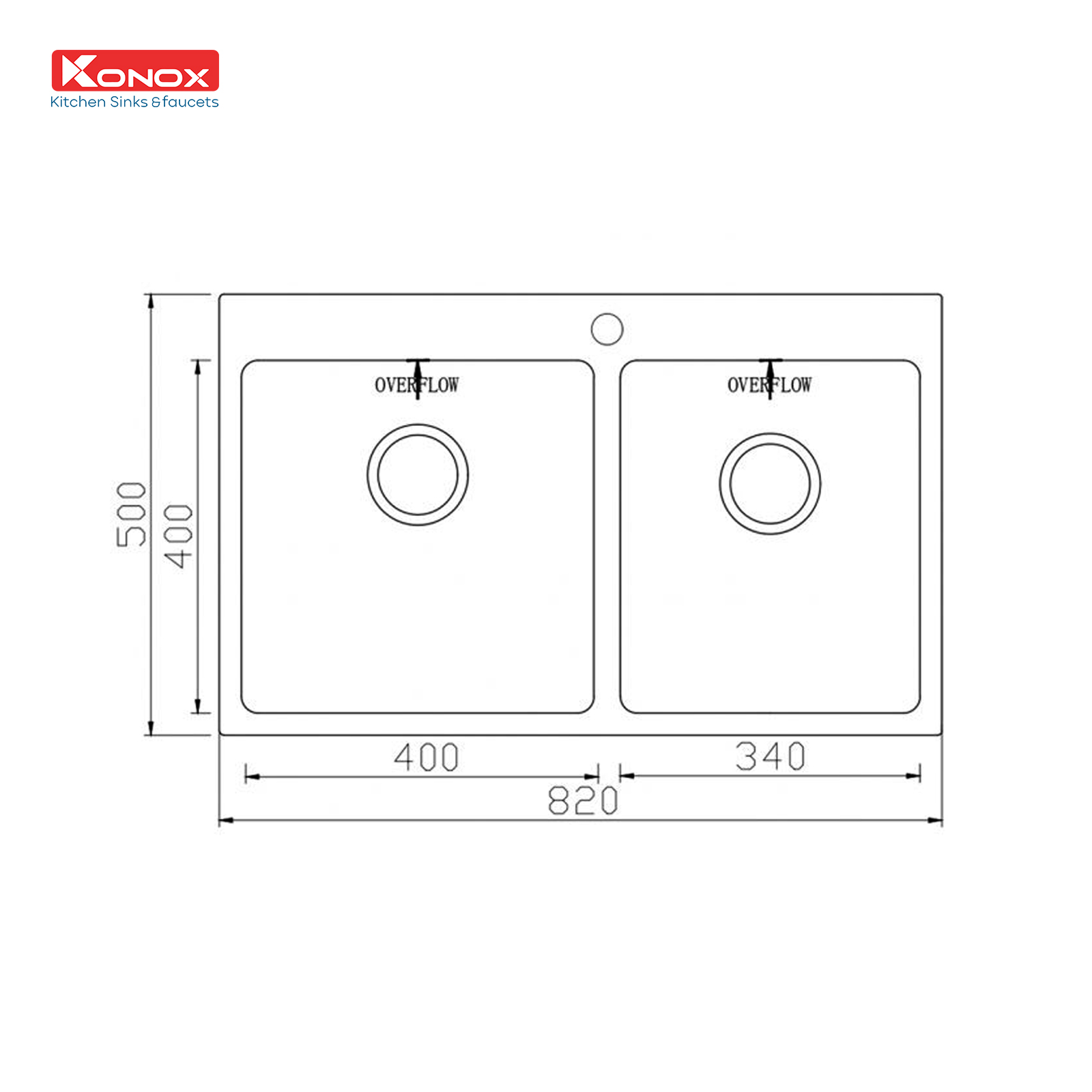 Chậu rửa bát Konox Topmount Sink Unico 8250