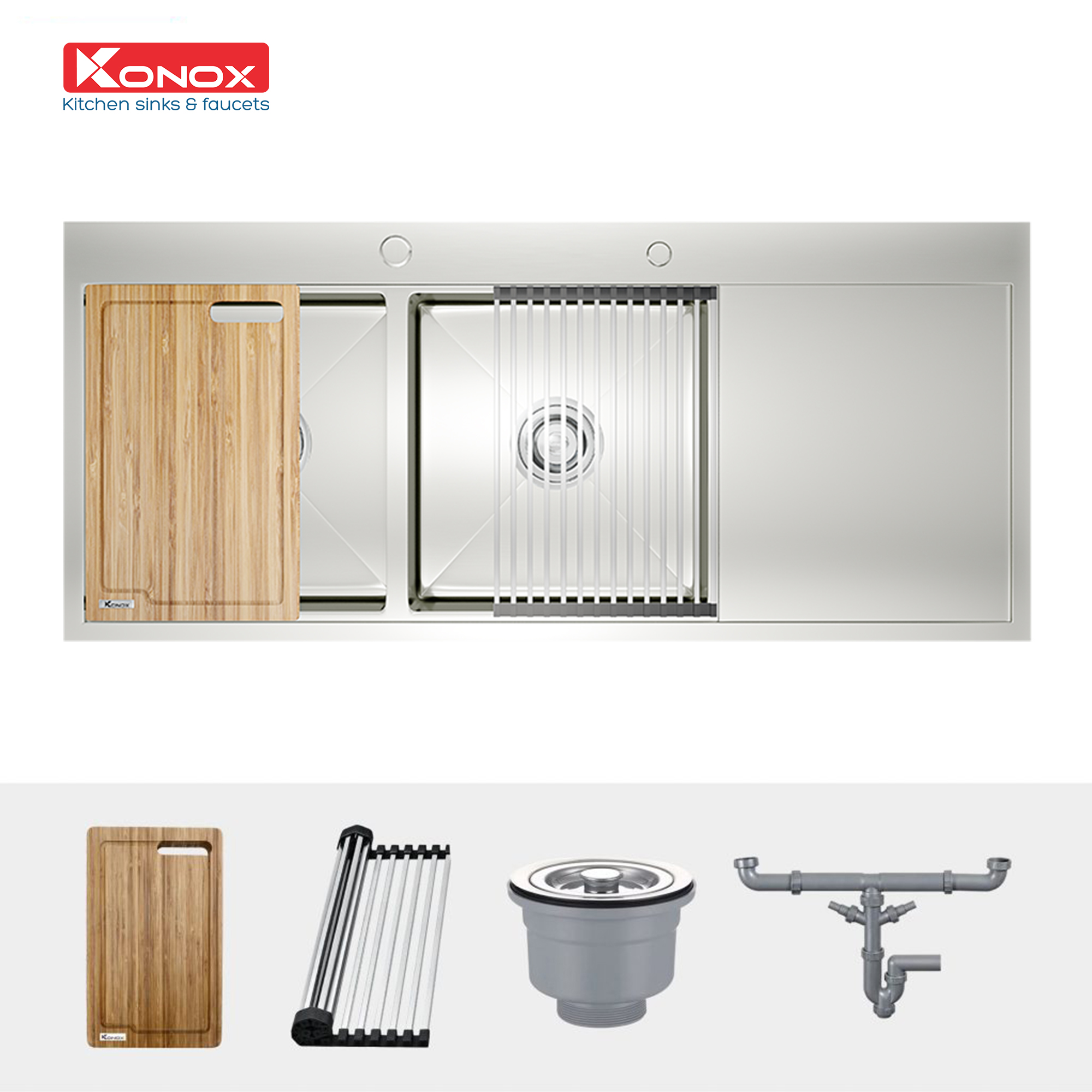 Chậu rửa bát Konox Workstation Sink – Topmount Sink KN11650TD – Bàn phải