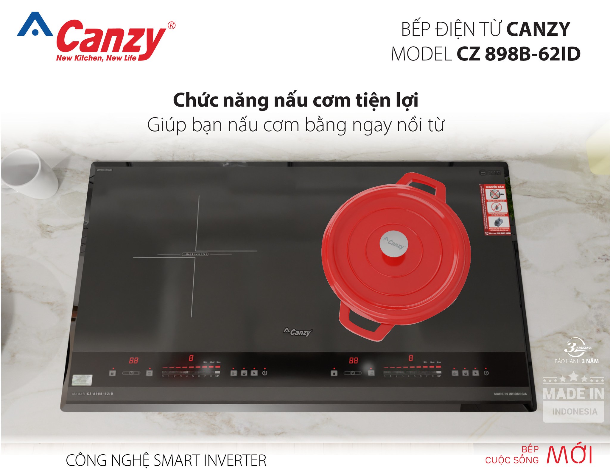 Bếp từ đôi Canzy CZ 898B-62ID