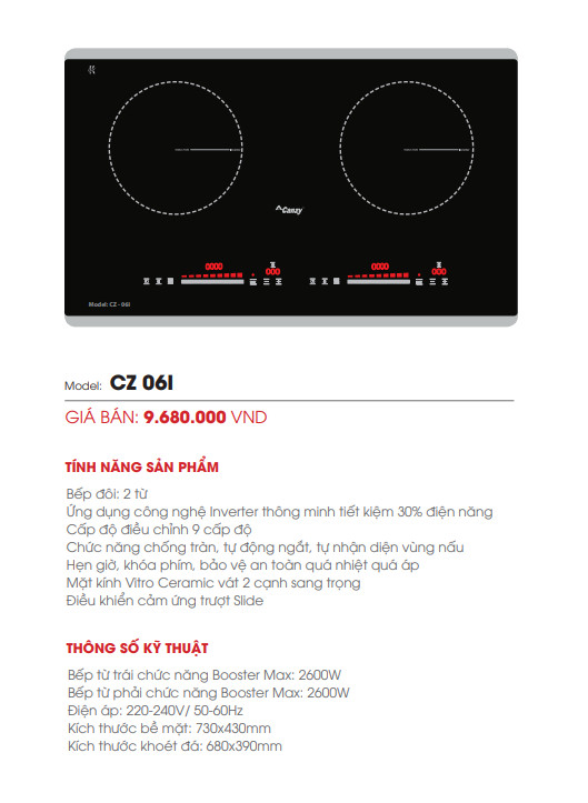 Bếp từ đôi Canzy CZ 06H