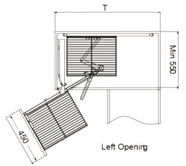 Giá góc mở liên hoàn dạng nan tròn Inox 304 Sevilla SV L4-T