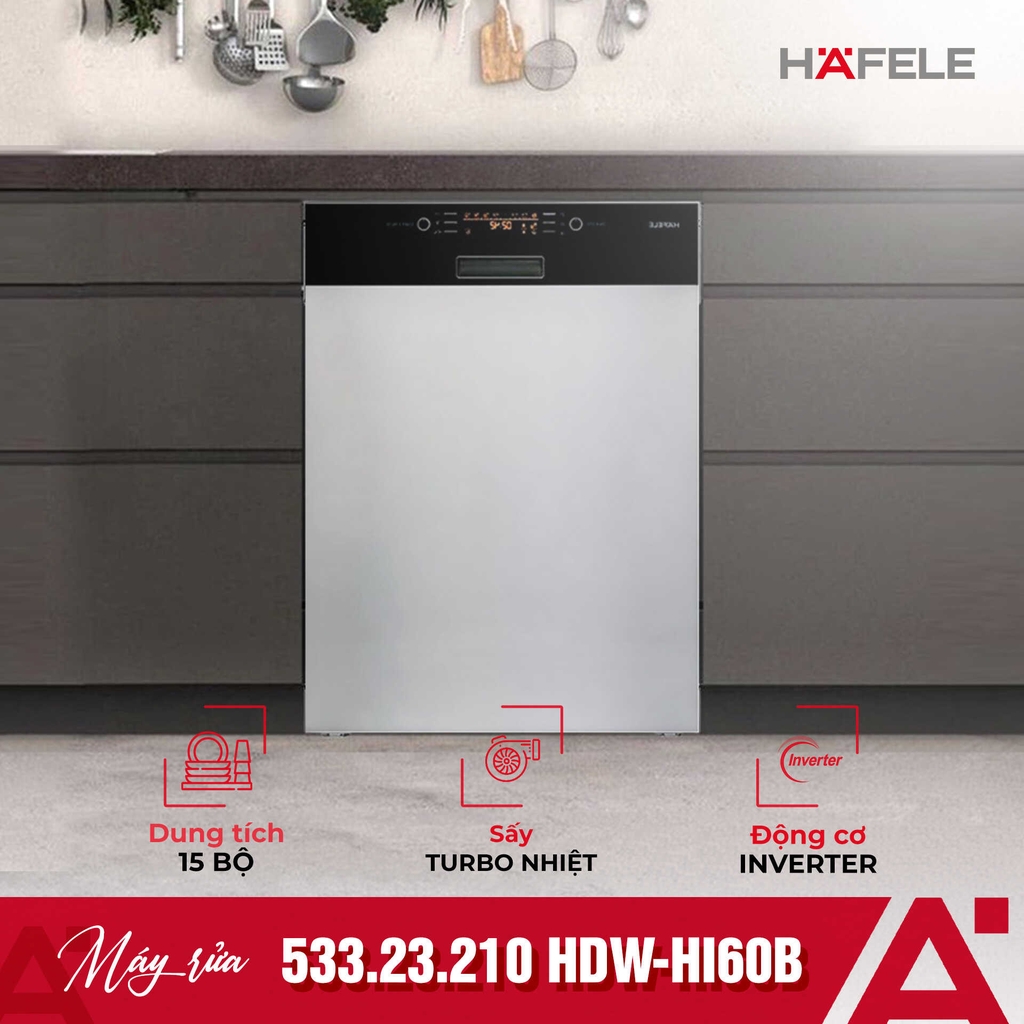 MÁY RỬA CHÉN BÁN ÂM Hafele HDW-HI60B 533.23.210