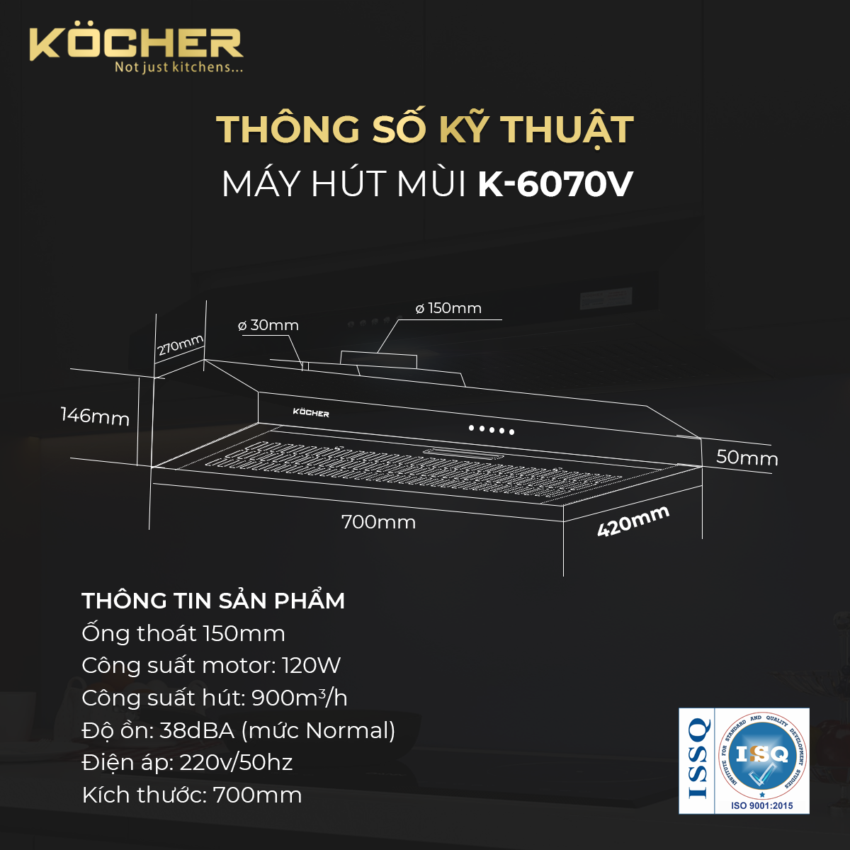 Máy hút mùi Kocher K-6070V