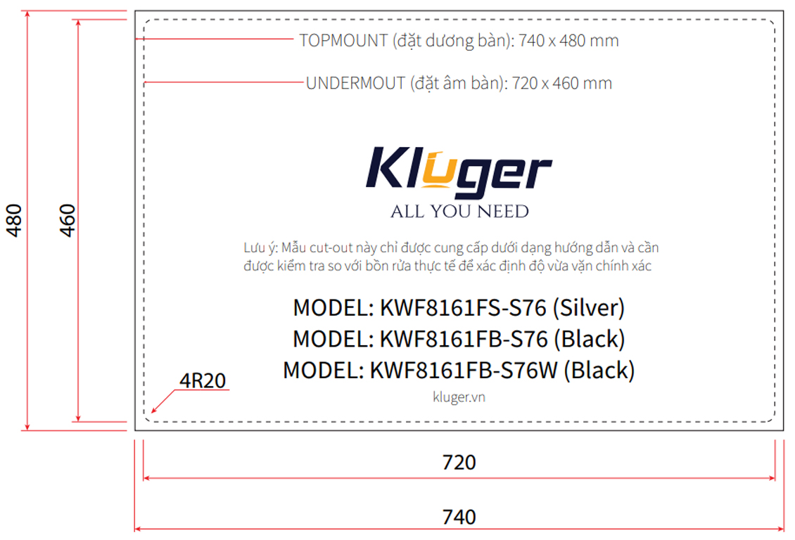 Chậu rửa bát Kluger KWF8161FS  S76 Plus