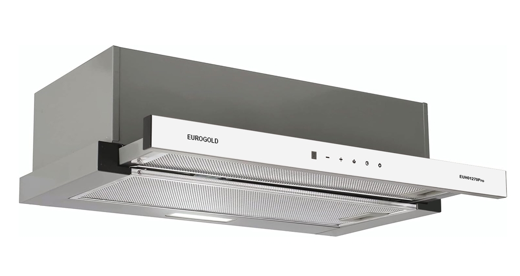 Hút Mùi Kéo Rút Mặt Kính Trắng EUH01270PRO (EUH1270DW) Eurogold
