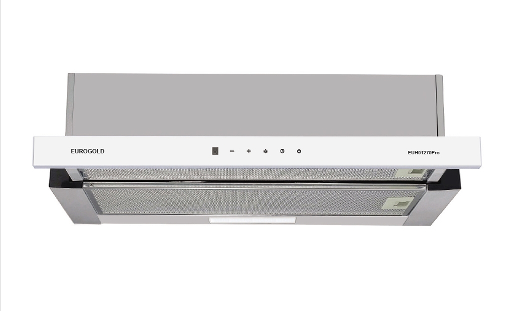 Hút Mùi Kéo Rút Mặt Kính Trắng EUH01270PRO (EUH1270DW) Eurogold