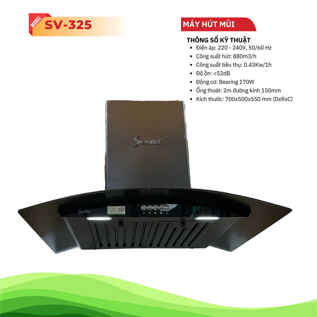 Máy hút mùi Sevilla SV-325 Black