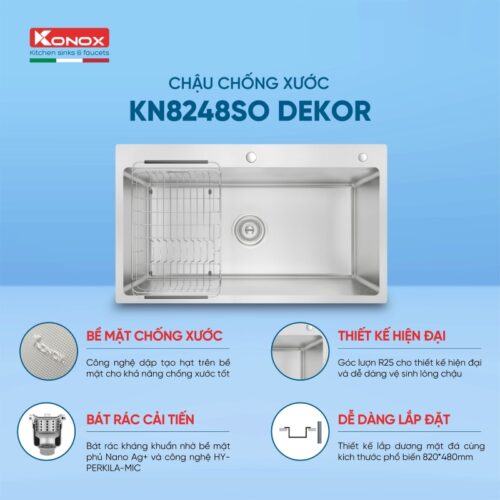 Chậu rửa bát chống xước Konox KN8248SO Dekor