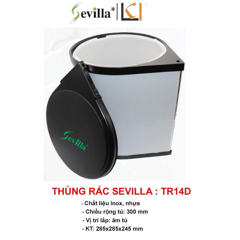 Thùng rác màu đen Sevilla SV TR14D