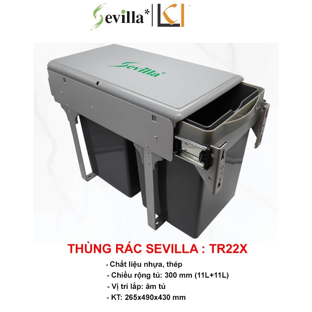 Thùng rác màu xám Sevilla SV-TR22X