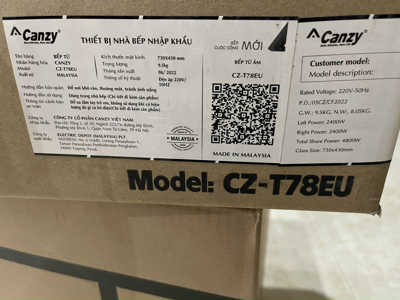 BẾP TỪ ĐÔI CANZY CZ T78EU