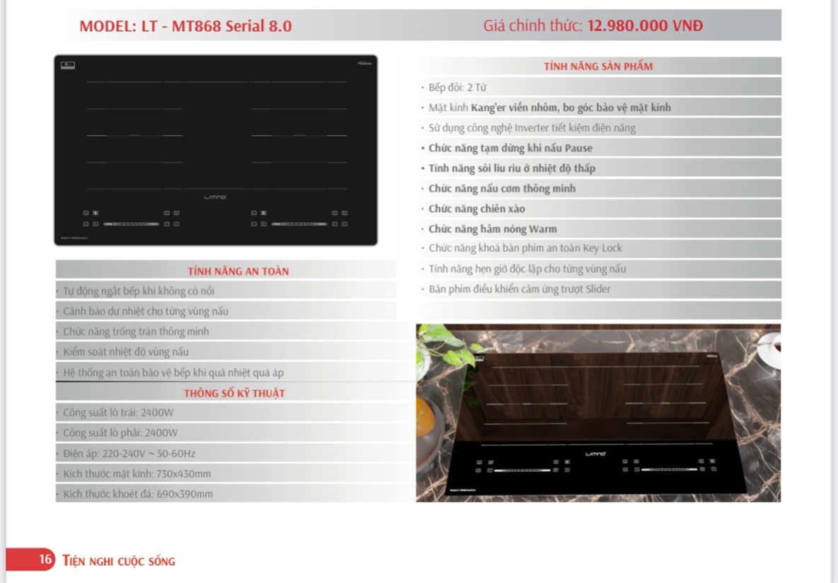 Bếp từ đôi Latino MT868 Serial 8.0