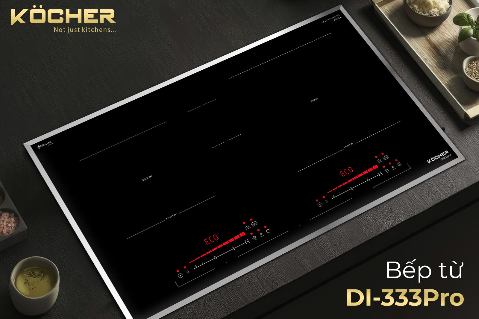 Bếp 2 từ Kocher DI 333 Pro Tặng máy hút mùi 350D
