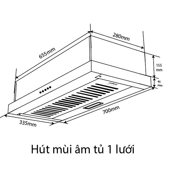 Máy hút mùi Kocher K-6270V | Âm tủ | Phím cơ