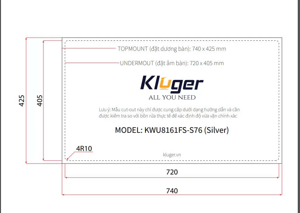 Chậu rửa bát Kluger KWU8161FB – S76 Plus