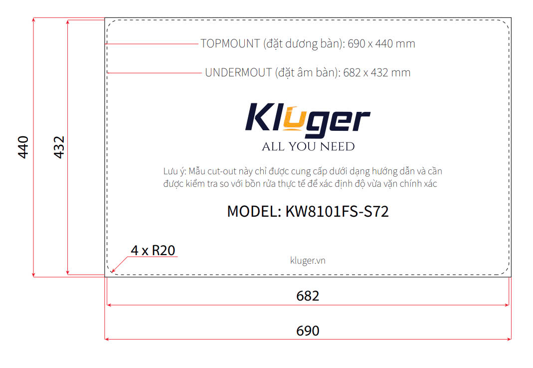 Chậu rửa bát một hố Kluger KW8101FS  S72