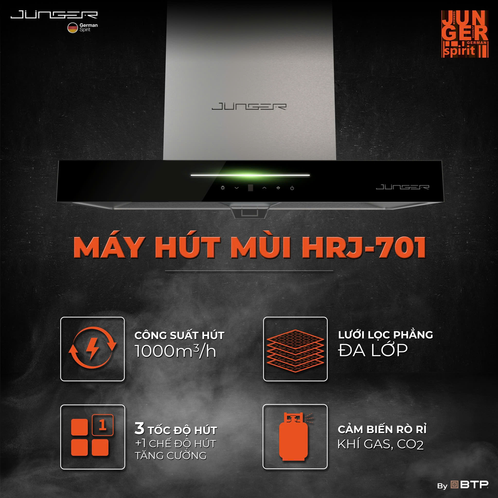 Máy hút mùi Junger HRJ-701 Bạc