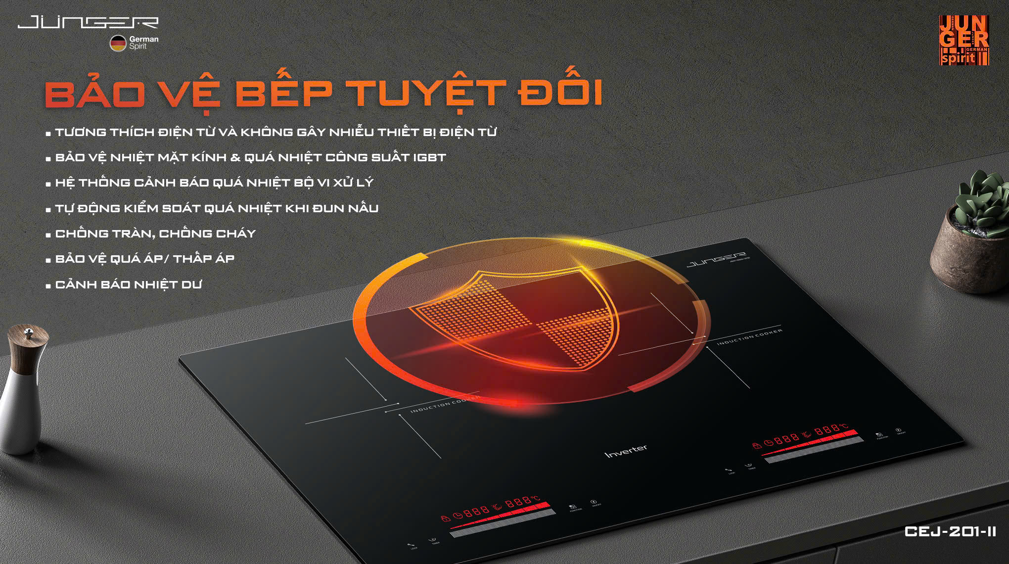 Bếp từ đôi Junger CEJ-201-II