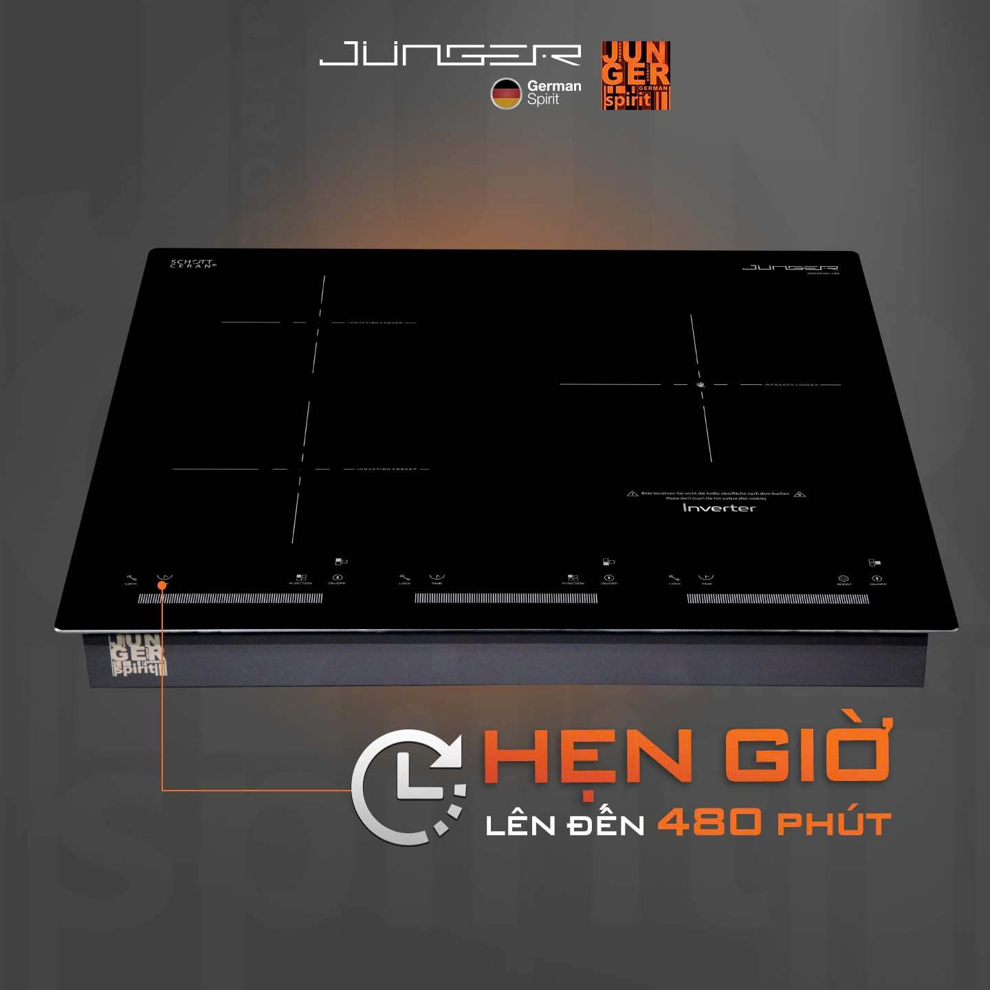 Bếp từ hồng ngoại 3 vùng nấu Junger CEJ-300-IIF