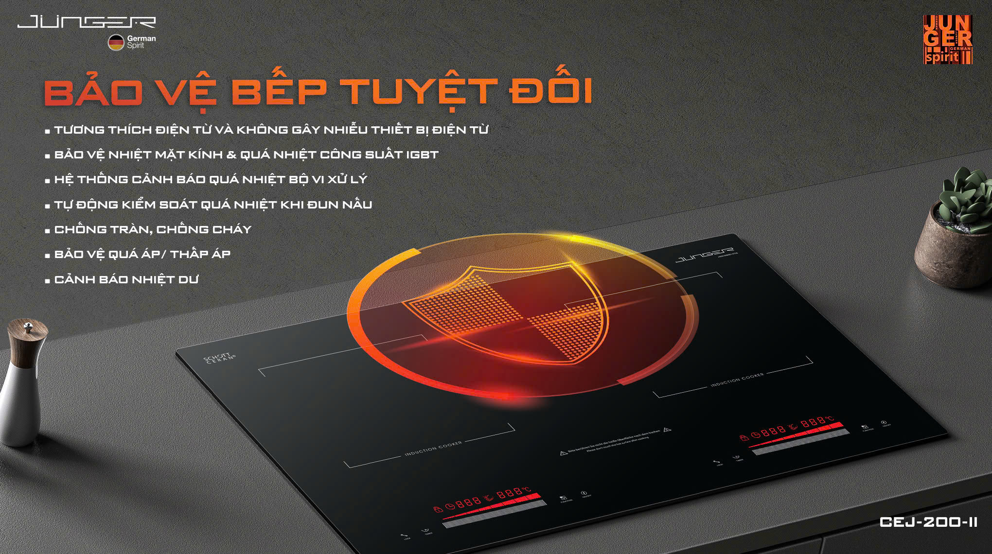 Bếp từ đôi Junger CEJ-200-II