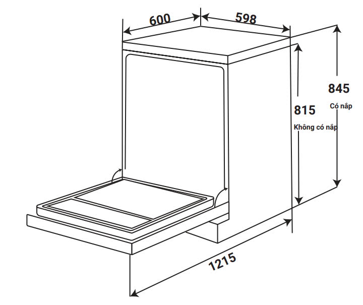 Máy Rửa bát KAFF KF BHMI815Y | Tặng máy hút mùi