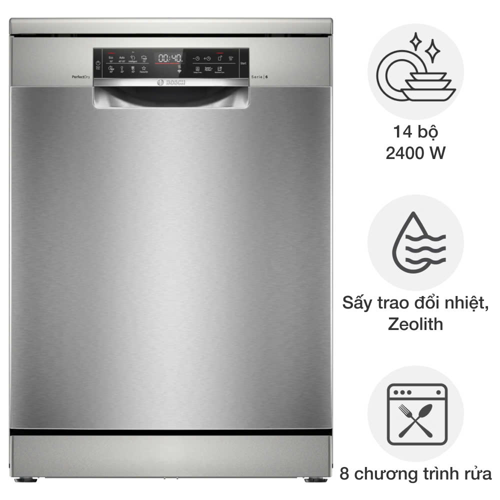 Máy rửa bát Bosch SMS6ZCI16E Seri6 Tích hợp ZEOLITH