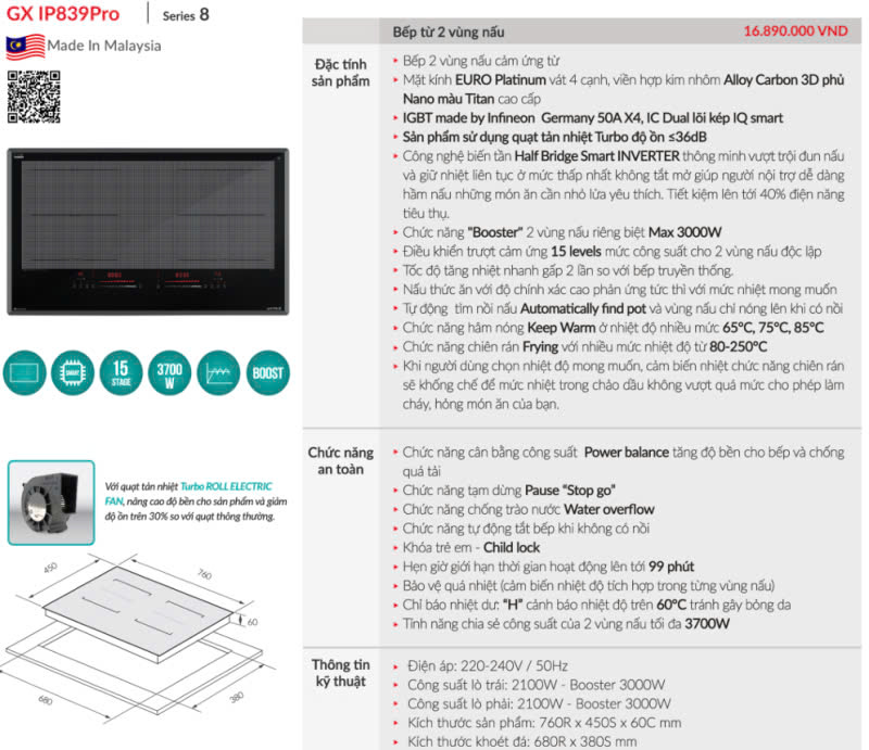 Bếp từ GrandX GX IH839 pro