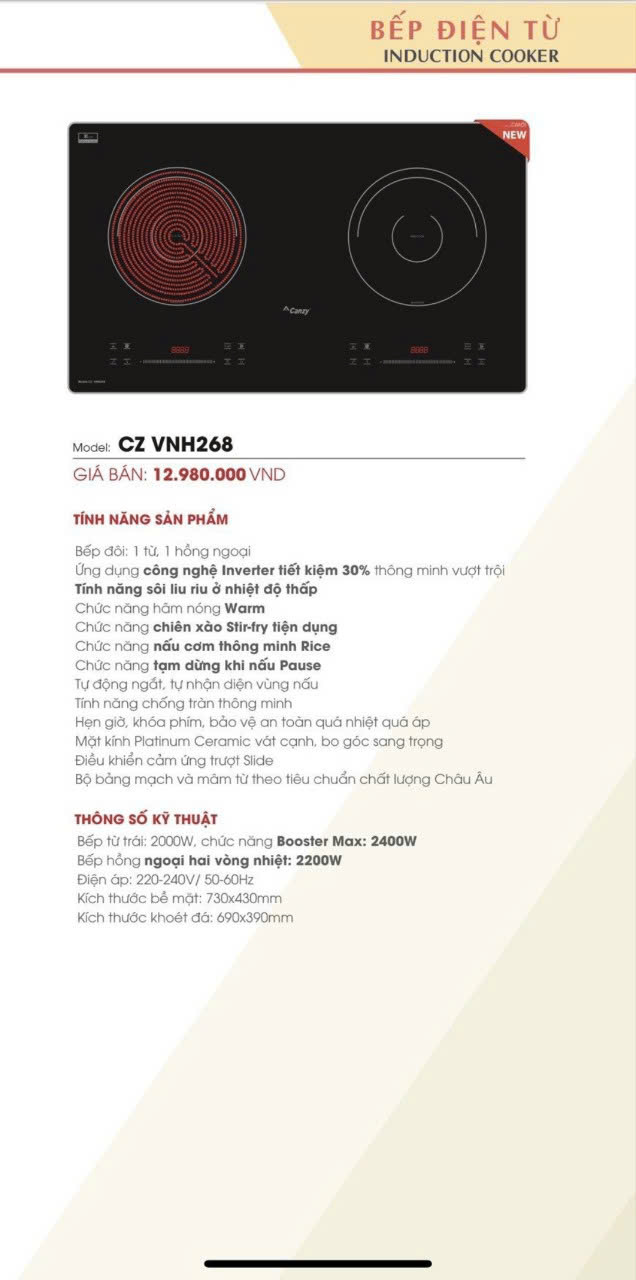 Bếp Từ Canzy CZ-VNH268