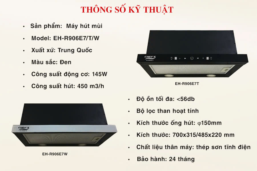 Máy Hút Mùi Chefs EH-R906E7S/W