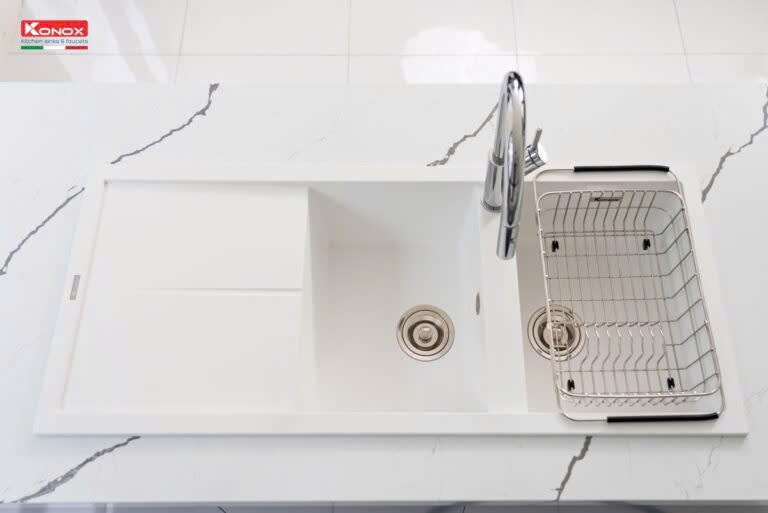 Chậu rửa bát KONOX Granite Sink Livello Smart 1160 – White Silver