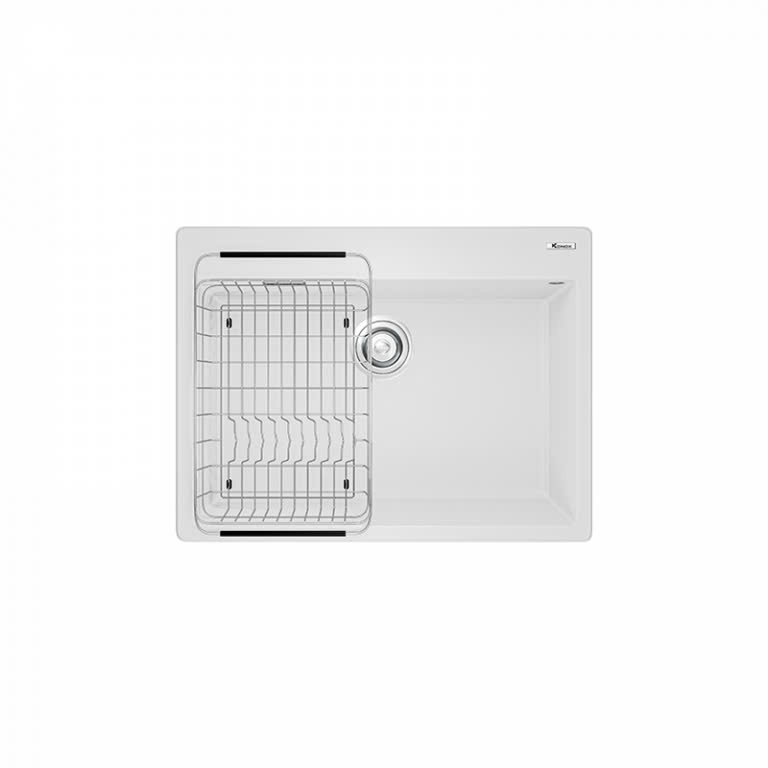 Chậu rửa bát KONOX Granite Sink Ruvita 680 – White Silver