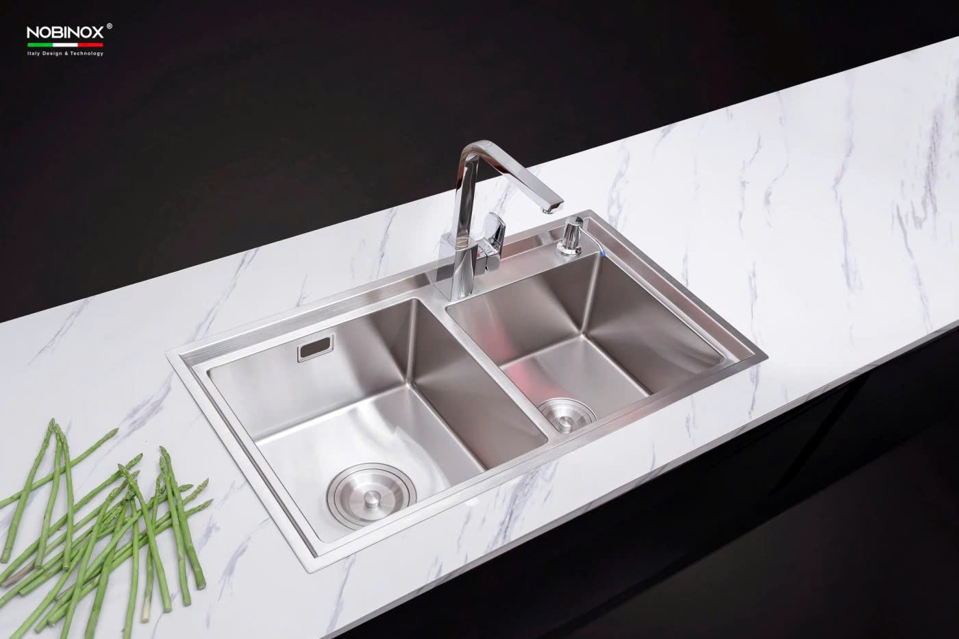 CHẬU RỬA BÁT 2 HỐ NOBINOX LIKEN NL786