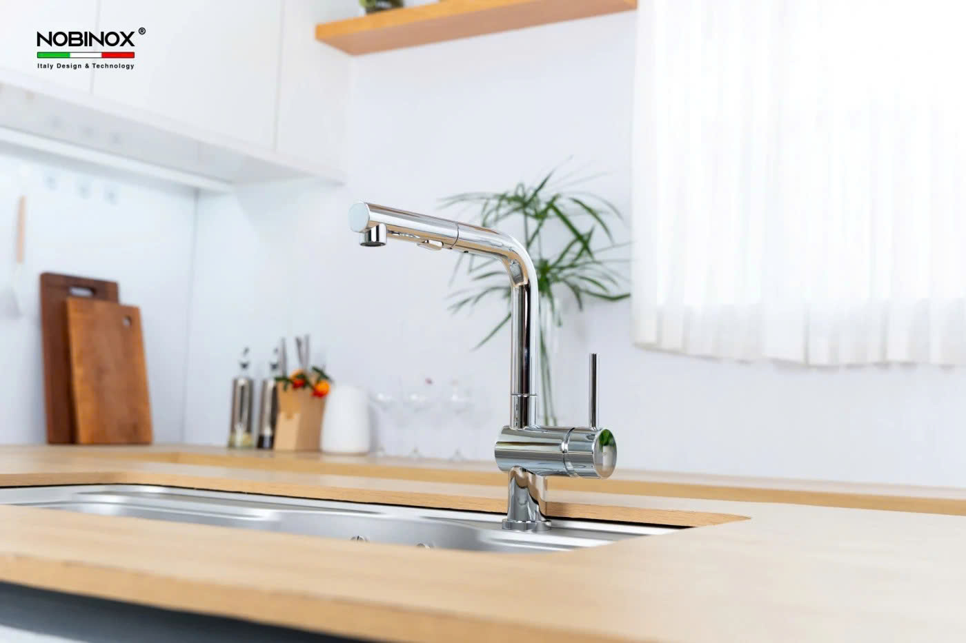 VÒI RỬA BÁT DÂY RÚT NOBINOX BIANCO NX600