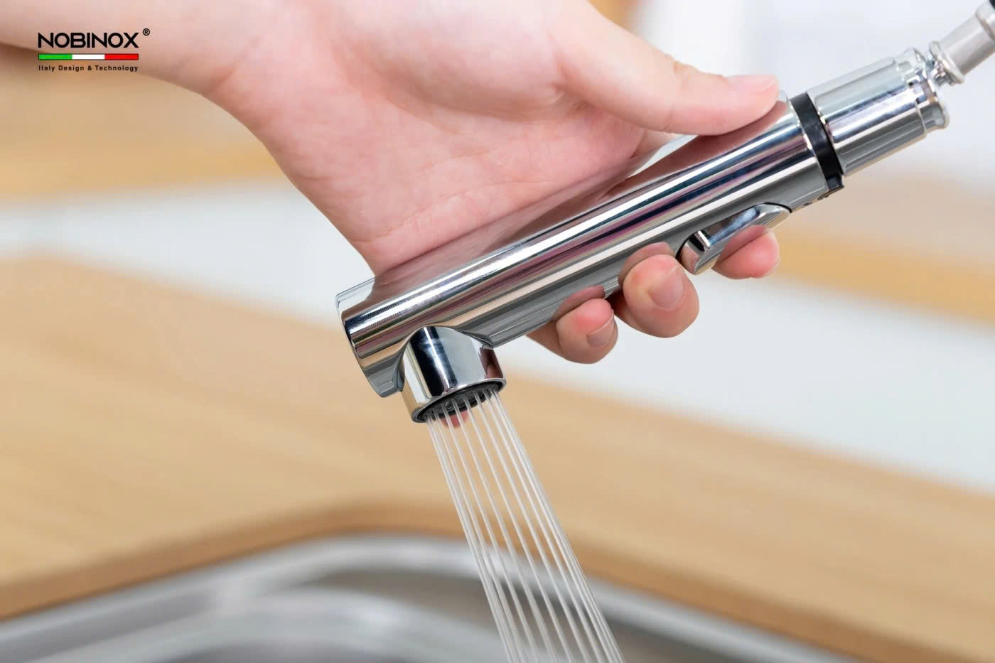 VÒI RỬA BÁT DÂY RÚT NOBINOX BIANCO NX600