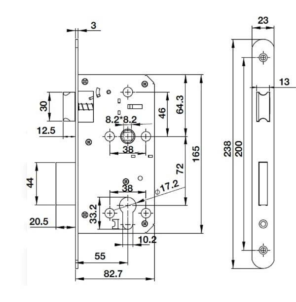 Thân khóa Diy  Hafele BS 45 - CC72 489.10.561