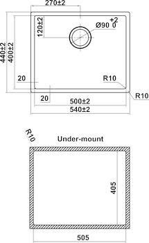CHẬU SUS Hafele SATIN R10 HS24-SSN1S-540_BR 567.24.457
