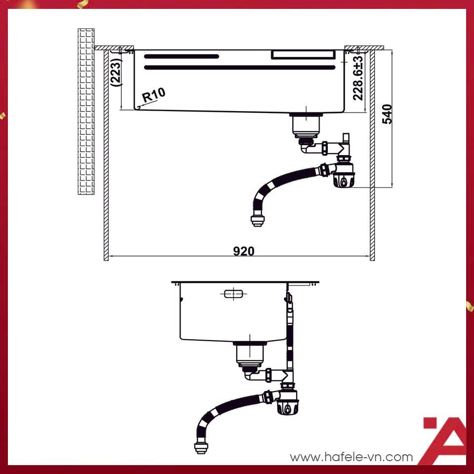 Chậu Rửa Chén Bát Inox WF R10 HS25-SSN1S-8052 Hafele 567.24.489