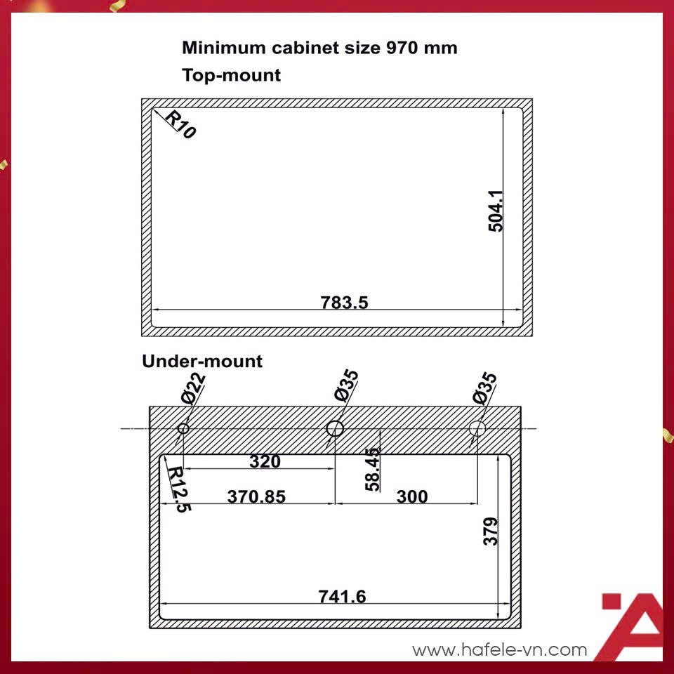 Chậu Rửa Chén Bát Inox WF R10 HS25-SSN1S-8052 Hafele 567.24.489