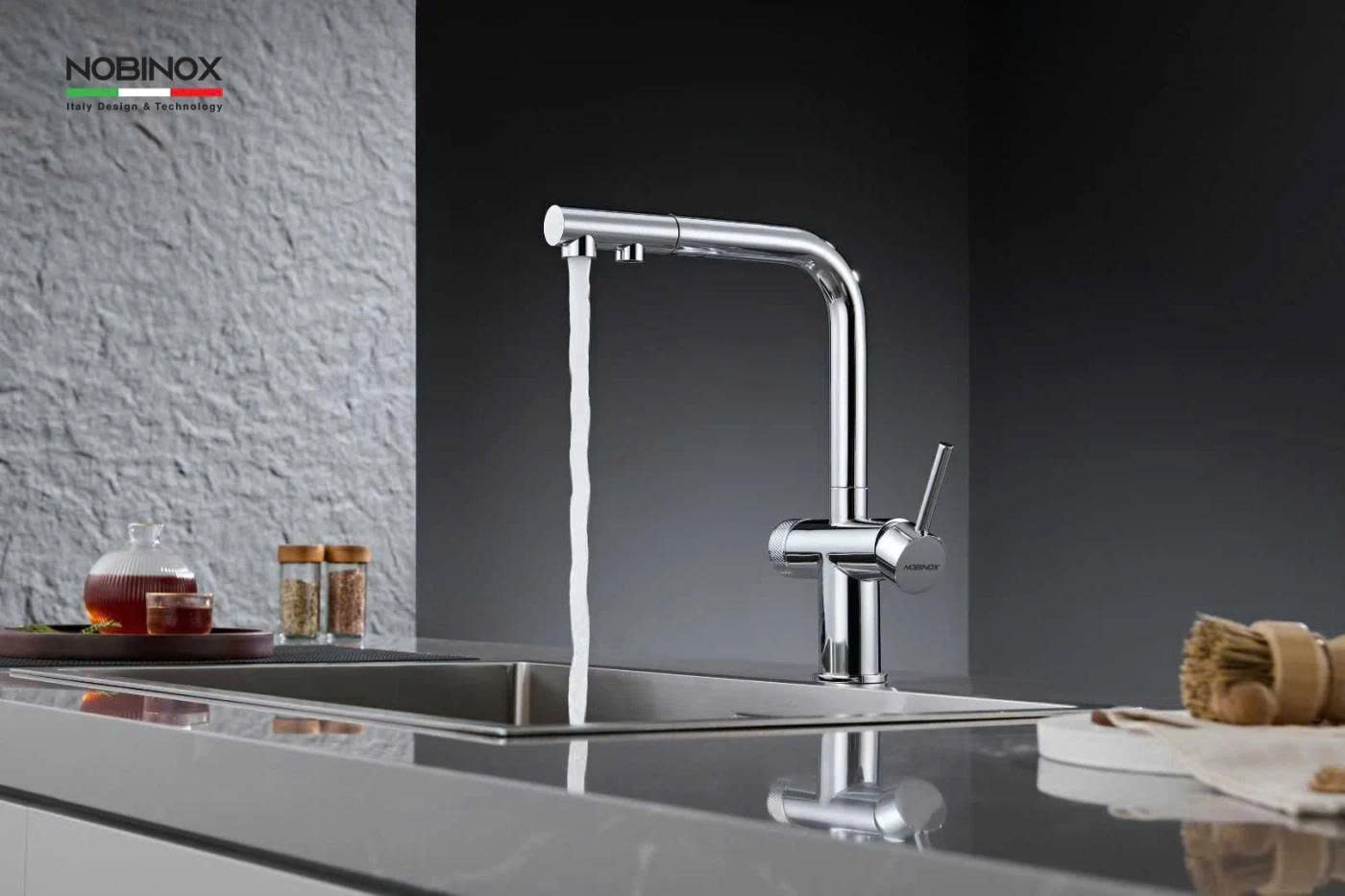 VÒI RỬA BÁT DÂY RÚT 3 ĐƯỜNG NƯỚC NOBINOX MIRA NX333