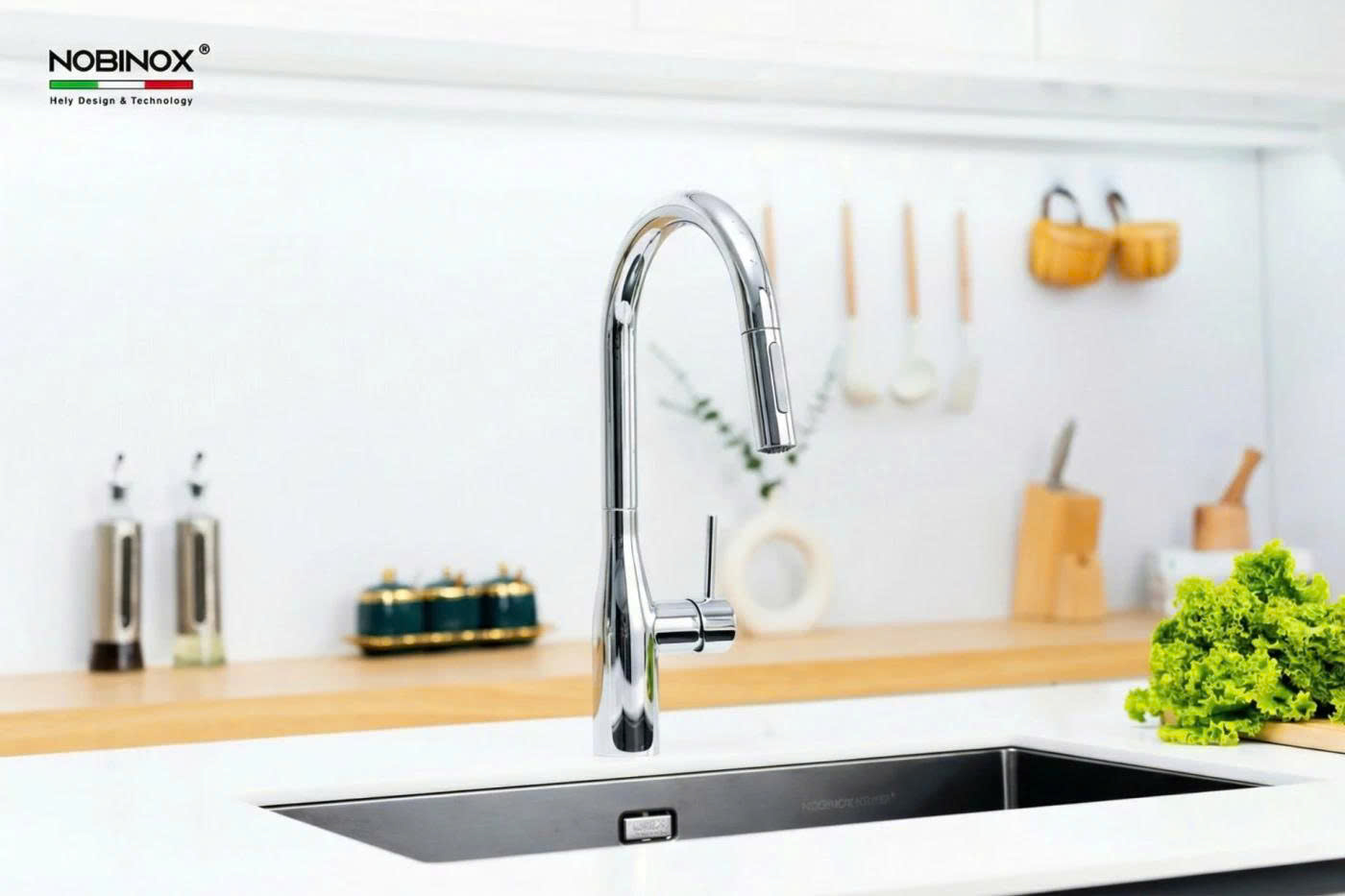 VÒI RỬA BÁT DÂY RÚT NOBINOX JAPA NX998 - Tặng bộ nồi 4 món