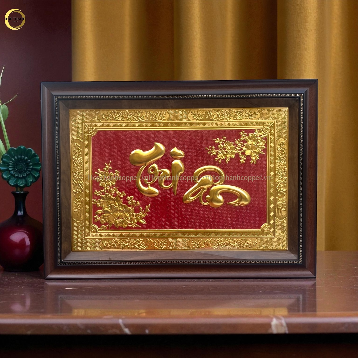 TRANH CHỮ TRI ÂN BẰNG ĐỒNG DÁT VÀNG -  KÍCH THƯỚC 50X70CM
