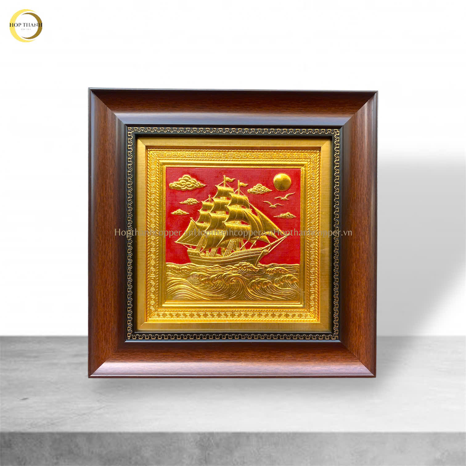 TRANH THUẬN BUỒM XUÔI GIÓ BẰNG ĐỒNG DÁT VÀNG - KÍCH THƯỚC 28X28CM